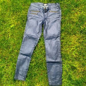 J. Crew navy pants with gold zippers. Size 28.
